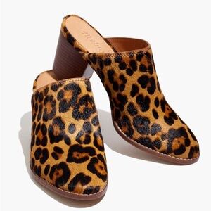 Madewell The Harper Mule in Leopard Calf Hair Size 8